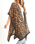 Leopard Animal Print Long Kimono Cardigan