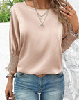 Women Shirred Dolman Sleeve Satin Blouse