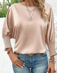 Women Shirred Dolman Sleeve Satin Blouse