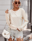 Women Beige Solid Textured Thumbhole Sleeve Top