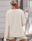 Women Beige Solid Textured Thumbhole Sleeve Top