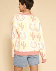 Tiled Cactus Horseshoe Knit Cardigan