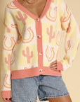 Tiled Cactus Horseshoe Knit Cardigan