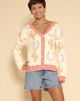 Tiled Cactus Horseshoe Knit Cardigan