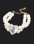 Crystal Heart Layered Pearl Bracelet