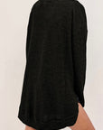 Women Waffle Knit High Slits Oversized Top