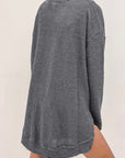 Women Waffle Knit High Slits Oversized Top