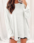 Women Waffle Knit High Slits Oversized Top