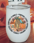 Fall Flannels Pumpkins Leaves Circle Wine Cup