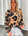 Women Leopard Print Long Sleeve Loose Top