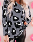 Women Leopard Print Long Sleeve Loose Top