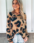 Women Leopard Print Long Sleeve Loose Top