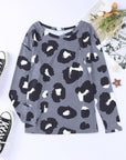 Women Leopard Print Long Sleeve Loose Top