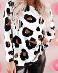 Women Leopard Print Long Sleeve Loose Top