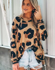 Women Leopard Print Long Sleeve Loose Top