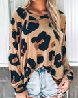 Women Leopard Print Long Sleeve Loose Top