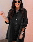 Women Buttoned Long Sleeve Denim Mini Dress