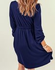 Women Button Up High Waist Long Sleeve Dress