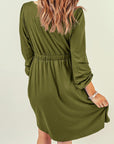 Women Button Up High Waist Long Sleeve Dress