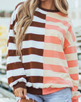 Color Block Drop Shoulder Pullover Sweatshirt