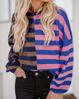 Color Block Drop Shoulder Pullover Sweatshirt