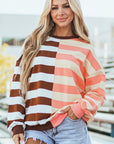 Color Block Drop Shoulder Pullover Sweatshirt