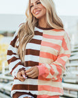 Color Block Drop Shoulder Pullover Sweatshirt