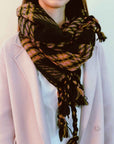 Braided Fringe Plaid Scarf