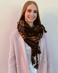 Braided Fringe Plaid Scarf