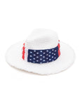 American Flag Hat Band Raw Edge Straw Fedora