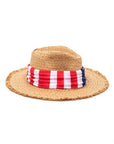 American Flag Hat Band Raw Edge Straw Fedora