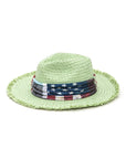 Vintage American Flag Print Straw Fedora Hat