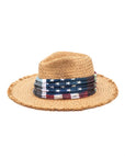 Vintage American Flag Print Straw Fedora Hat