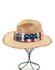 Vintage American Flag Print Straw Fedora Hat