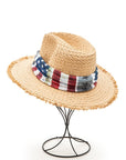 Vintage American Flag Print Straw Fedora Hat