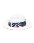 Vintage American Flag Print Straw Fedora Hat