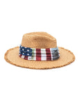 Vintage American Flag Print Straw Fedora Hat