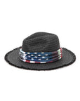 Vintage American Flag Print Straw Fedora Hat