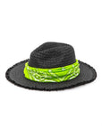 Bandana Raw Edge Black Straw Fedora