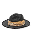 Bandana Raw Edge Black Straw Fedora