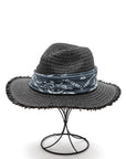 Bandana Raw Edge Black Straw Fedora