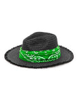 Bandana Raw Edge Black Straw Fedora