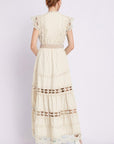 Embroidered Ruffle Long Maxi Dress by Claude