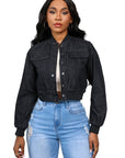 Women's Fashion Denim Jacket in Black by Claude