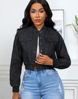 Women's Fashion Denim Jacket in Black by Claude