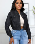 Women's Fashion Denim Jacket in Black by Claude