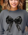 Halloween Coquette Bow Graphic Fleece Sweatshirts