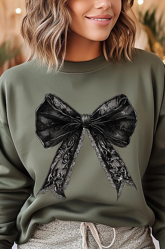 Halloween Coquette Bow Graphic Fleece Sweatshirts