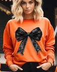 Halloween Coquette Bow Graphic Fleece Sweatshirts