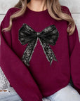 Halloween Coquette Bow Graphic Fleece Sweatshirts